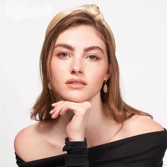 Emm Kuo Knotted Headband in Khaki Banana Silk. Brand new! main image 2
